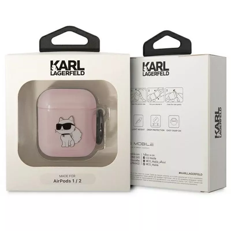 Karl Lagerfeld Funda Ikonik Choupette para AirPods 1/2 Rosa