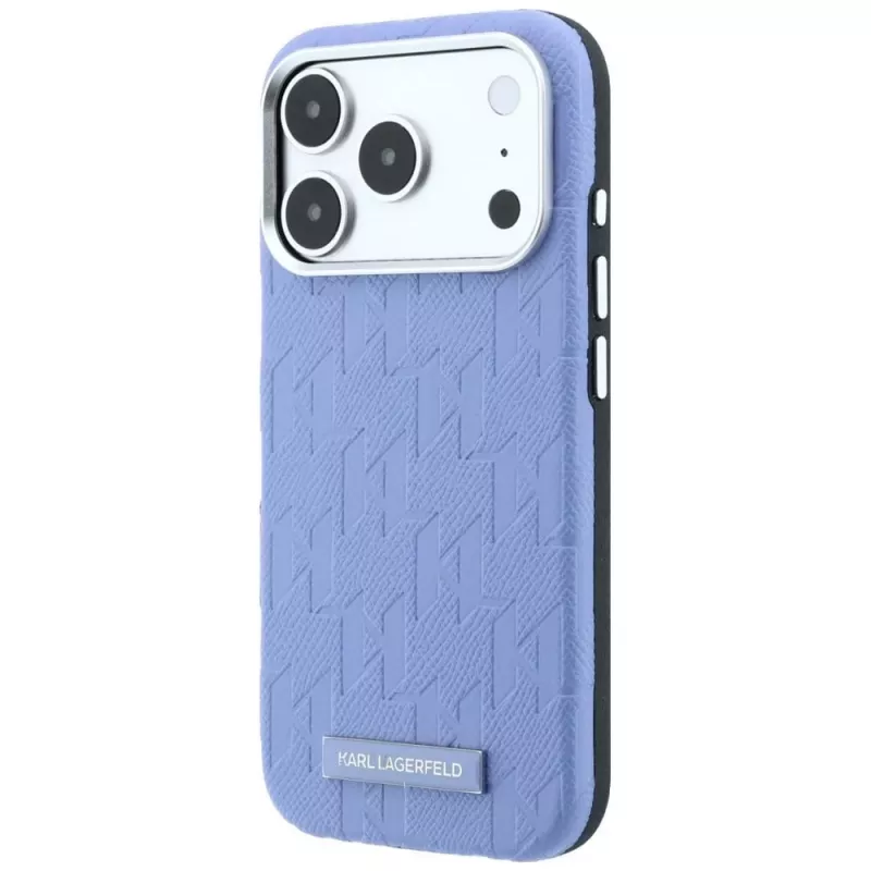 Karl Lagerfeld Funda MagSafe Grained Mono Resin Logo para iPhone 18 Pro Max / 17 Pro Max - Azul claro