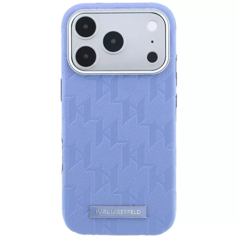 Karl Lagerfeld Funda MagSafe Grained Mono Resin Logo para iPhone 18 Pro Max / 17 Pro Max - Azul claro