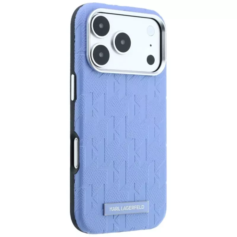 Karl Lagerfeld Funda MagSafe Grained Mono Resin Logo para iPhone 18 Pro Max / 17 Pro Max - Azul claro