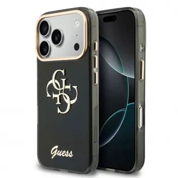 GUESS Funda IML 4G Script Metal para iPhone 18 Pro / 17 Pro - Negro