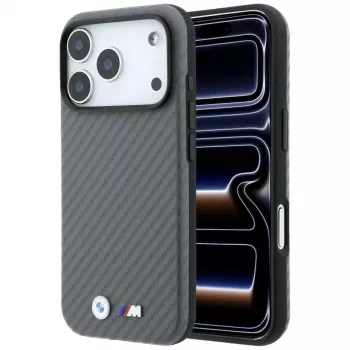 BMW M Funda MagSafe Carbon Metal Logo para iPhone 18 Pro Max / 17 Pro Max - Gris