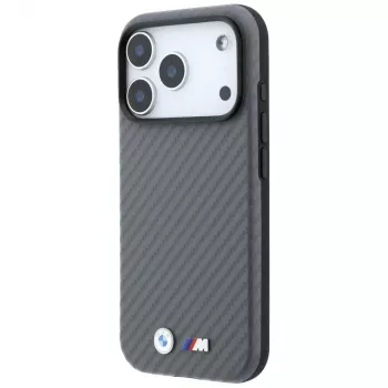 BMW M Funda MagSafe Carbon Metal Logo para iPhone 18 Pro Max / 17 Pro Max - Gris