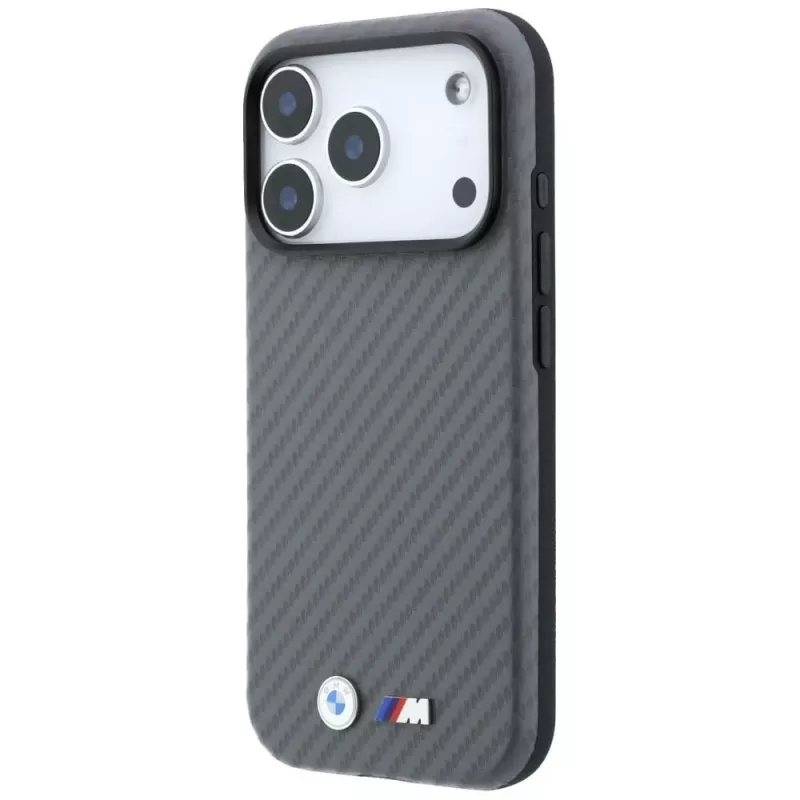 BMW M Funda MagSafe Carbon Metal Logo para iPhone 18 Pro Max / 17 Pro Max - Gris