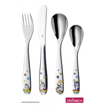 WMF Set de cubiertos infantiles Unicornio 4 piezas Plata