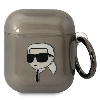 Karl Lagerfeld KLA2HNIKTCK Funda para AirPods 1/2 Negra Cabeza de Karl
