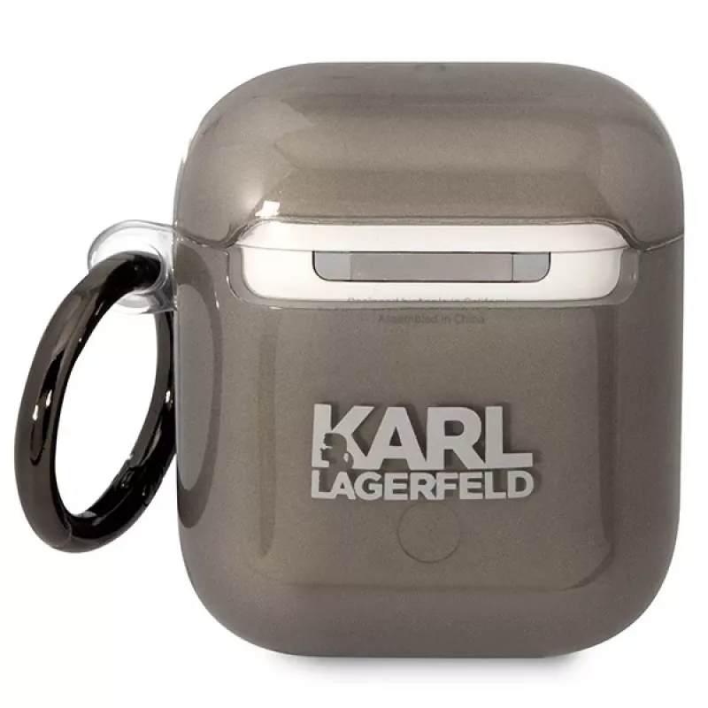Karl Lagerfeld KLA2HNIKTCK Funda para AirPods 1/2 Negra Cabeza de Karl