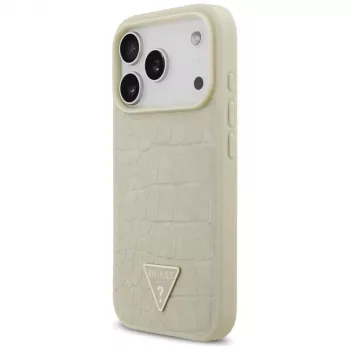 GUESS Funda MagSafe Croco Triangle Logo para iPhone 17 Pro - Oro