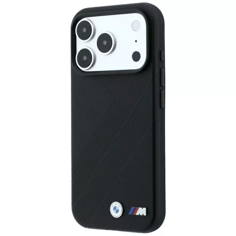 BMW M Funda MagSafe Tire Track Metal Logo para iPhone 18 Pro Max / 17 Pro Max - Negro