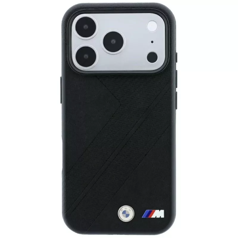 BMW M Funda MagSafe Tire Track Metal Logo para iPhone 18 Pro Max / 17 Pro Max - Negro