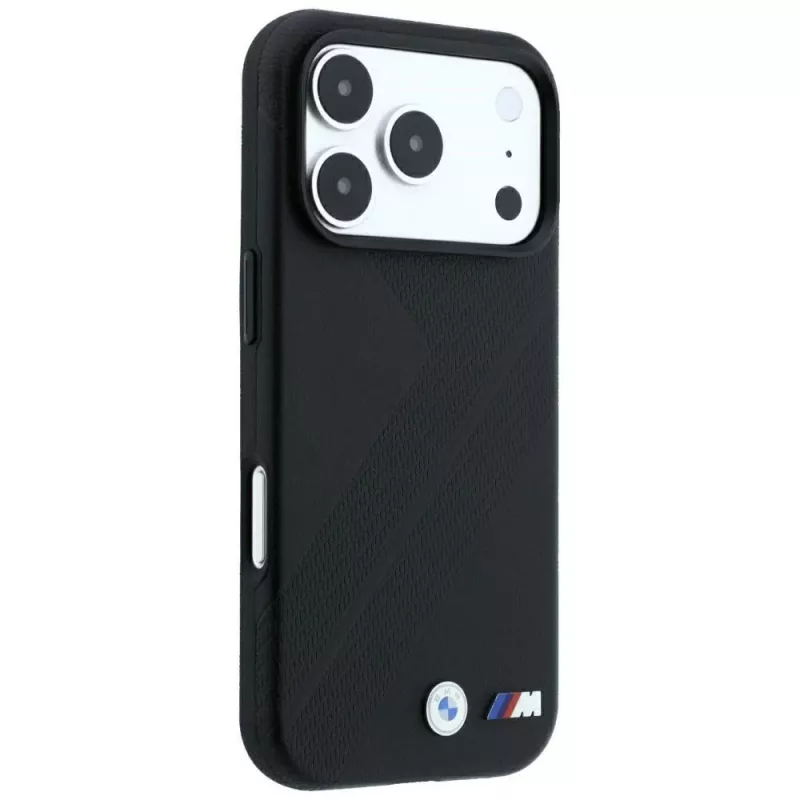 BMW M Funda MagSafe Tire Track Metal Logo para iPhone 18 Pro Max / 17 Pro Max - Negro