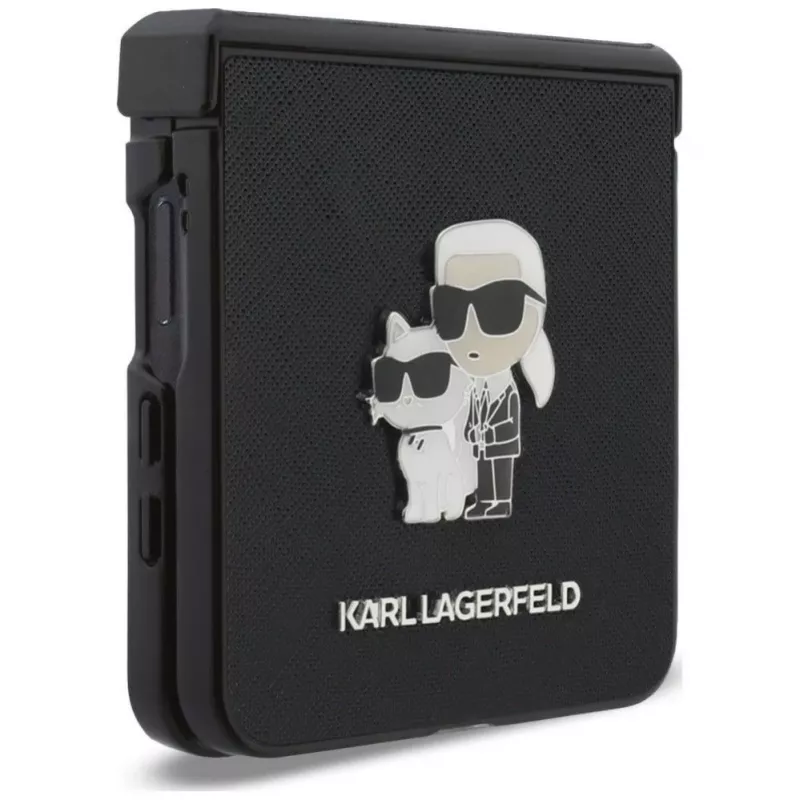 Karl Lagerfeld Funda Karl & Choupette Saffiano Pins para Samsung Galaxy Z Flip8 - Negro
