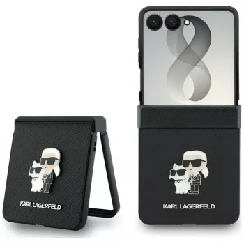 Karl Lagerfeld Funda Karl & Choupette Saffiano Pins para Samsung Galaxy Z Flip8 - Negro