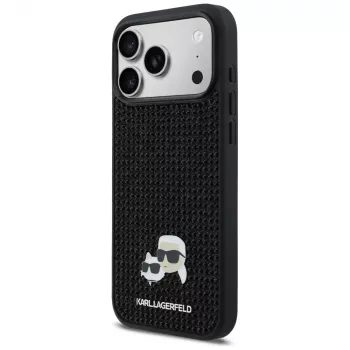 Karl Lagerfeld Funda Rhinestones Karl & Choupette Pin para iPhone 17 Pro Max - Negro