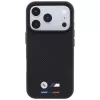 BMW M Funda MagSafe Quadrille Kevlar para iPhone 18 Pro Max / 17 Pro Max - Negro con tricolor y logo metálico