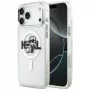 Karl Lagerfeld Funda MagSafe IML Glitter Karl & Choupette Sketch Logo para iPhone 17 Pro Max, Transparente