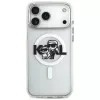 Karl Lagerfeld Funda MagSafe IML Glitter Karl & Choupette Sketch Logo para iPhone 17 Pro Max, Transparente