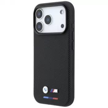BMW M Funda MagSafe Quadrille Kevlar Tricolor y logo metálico para iPhone 18 Pro / 17 Pro - Negro