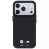 BMW M Funda MagSafe Quadrille Kevlar Tricolor y logo metálico para iPhone 18 Pro / 17 Pro - Negro