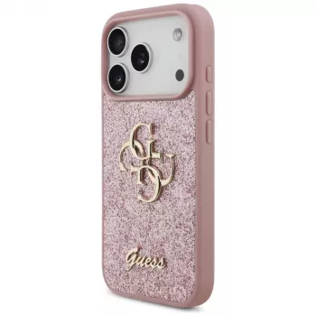 GUESS Funda Fixed Glitter Big 4G para iPhone 18 Pro / 17 Pro - Rosa