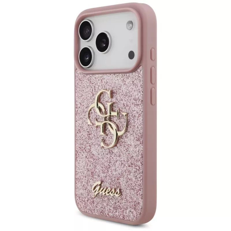 GUESS Funda Fixed Glitter Big 4G para iPhone 18 Pro / 17 Pro - Rosa