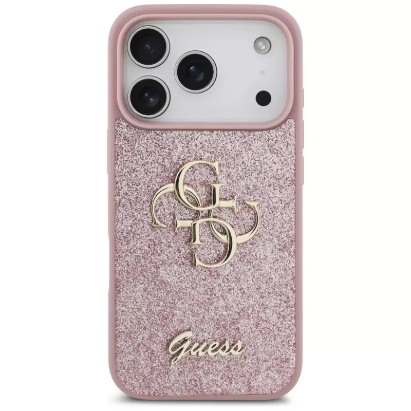 GUESS Funda Fixed Glitter Big 4G para iPhone 18 Pro / 17 Pro - Rosa
