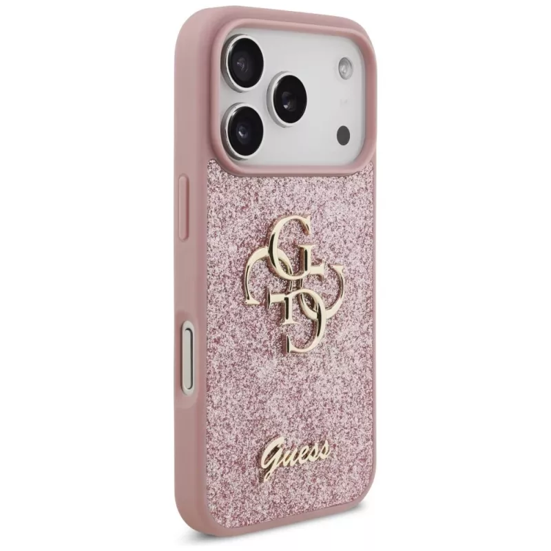 GUESS Funda Fixed Glitter Big 4G para iPhone 18 Pro / 17 Pro - Rosa