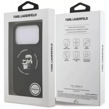 Karl Lagerfeld Funda MagSafe de silicona Karl & Choupette Ring para iPhone 17 Pro Max - Negro