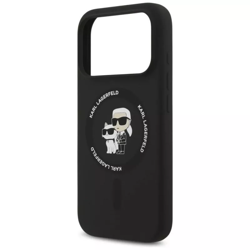 Karl Lagerfeld Funda MagSafe de silicona Karl & Choupette Ring para iPhone 17 Pro Max - Negro
