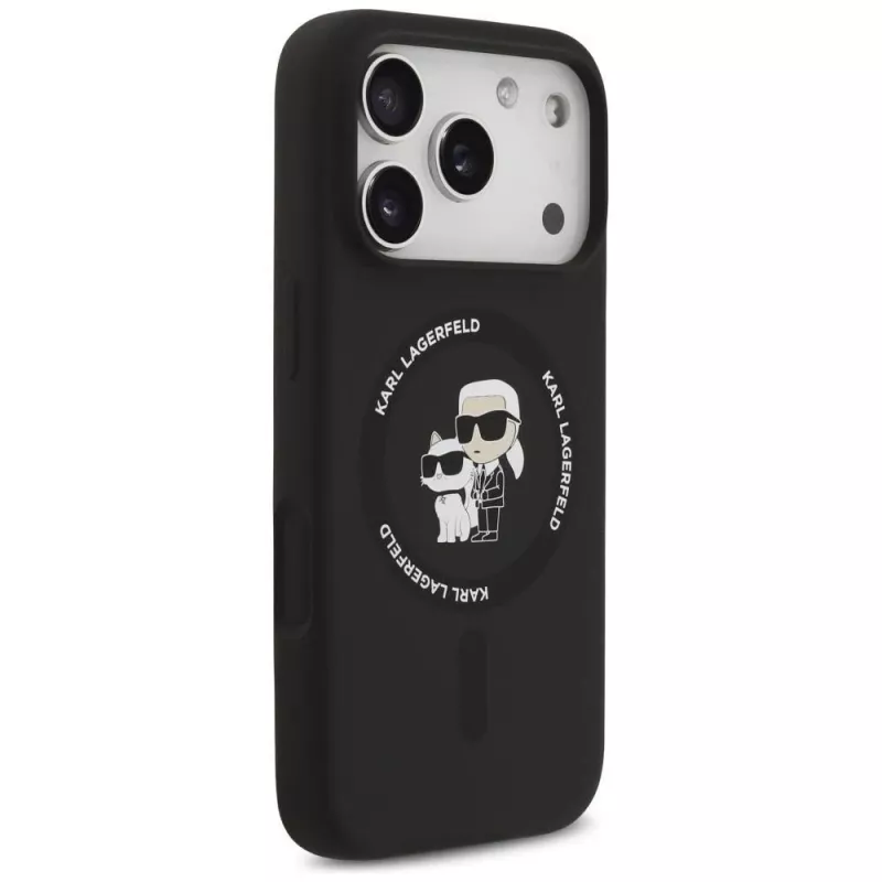 Karl Lagerfeld Funda MagSafe de silicona Karl & Choupette Ring para iPhone 17 Pro Max - Negro
