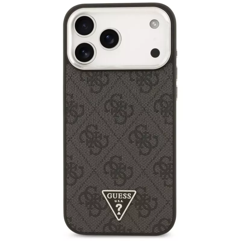 GUESS Funda MagSafe 4G Triangle Logo para iPhone 18 Pro Max / 17 Pro Max - Negro y Plata