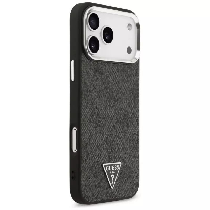 GUESS Funda MagSafe 4G Triangle Logo para iPhone 18 Pro Max / 17 Pro Max - Negro y Plata