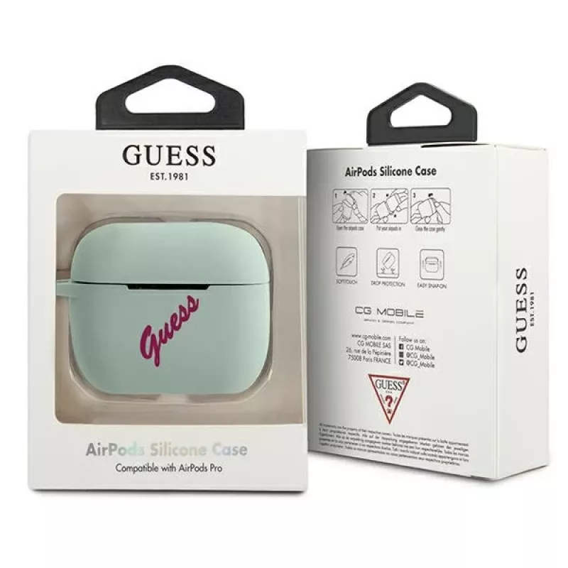 GUESS Funda de silicona Vintage para AirPods Pro - Azul Fucsia