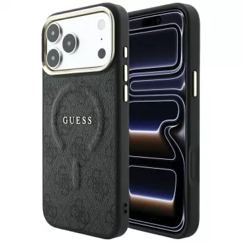 GUESS Funda MagSafe Embossed 4G Classic para iPhone 17 Pro / 18 Pro - Negro