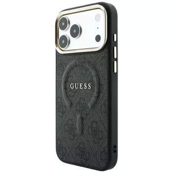 GUESS Funda MagSafe Embossed 4G Classic para iPhone 17 Pro / 18 Pro - Negro