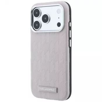 Karl Lagerfeld Funda MagSafe Grained Mono Resin Logo para iPhone 18 Pro / 17 Pro - Rosa