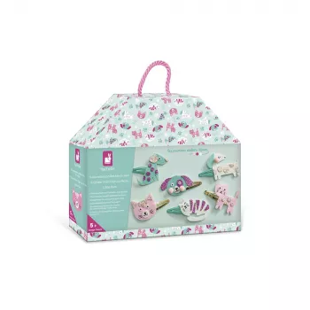 Janod Set de manualidades de horquillas con purpurina DIY – Perros y gatos, 5+ años