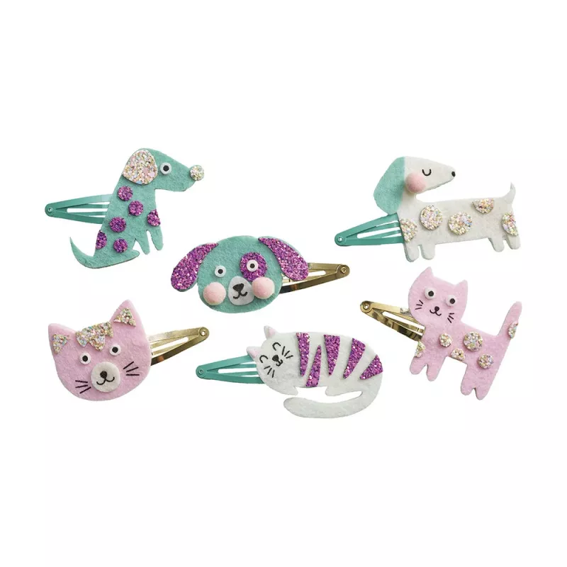 Janod Set de manualidades de horquillas con purpurina DIY – Perros y gatos, 5+ años