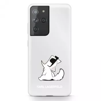 Karl Lagerfeld KLHCS21LCFNRC carcasa rígida transparente para Galaxy S21 Ultra con diseño divertido de Choupette