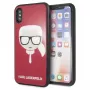Karl Lagerfeld KLHCPXDLHRE funda Iconic Glitter Karl's Head para iPhone X/Xs roja