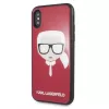 Karl Lagerfeld KLHCPXDLHRE funda Iconic Glitter Karl's Head para iPhone X/Xs roja