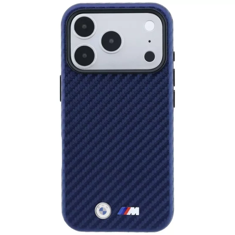 BMW M funda MagSafe Carbon Metal Logo para iPhone 18 Pro / 17 Pro - navy