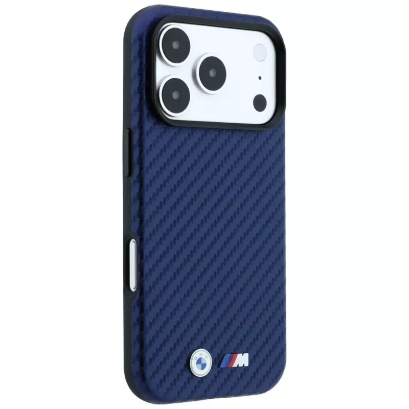 BMW M funda MagSafe Carbon Metal Logo para iPhone 18 Pro / 17 Pro - navy