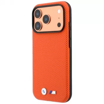 BMW M funda MagSafe Quadrille Kevlar Metal Logo para iPhone 18 Pro / 17 Pro - naranja