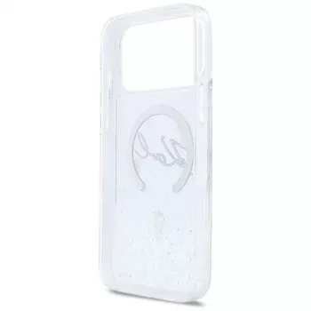 Funda MagSafe Karl Lagerfeld Liquid Glitter Karl Script Logo para iPhone 17 Pro Max, Transparente