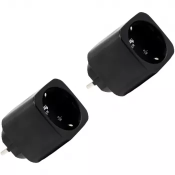 Shelly Plug M Gen3 Negro pack de 2 enchufe inteligente con medición de consumo, Wi-Fi y Bluetooth, 13A, monitorización energética, Schuko