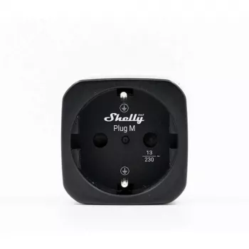 Shelly Plug M Gen3 Negro pack de 2 enchufe inteligente con medición de consumo, Wi-Fi y Bluetooth, 13A, monitorización energética, Schuko