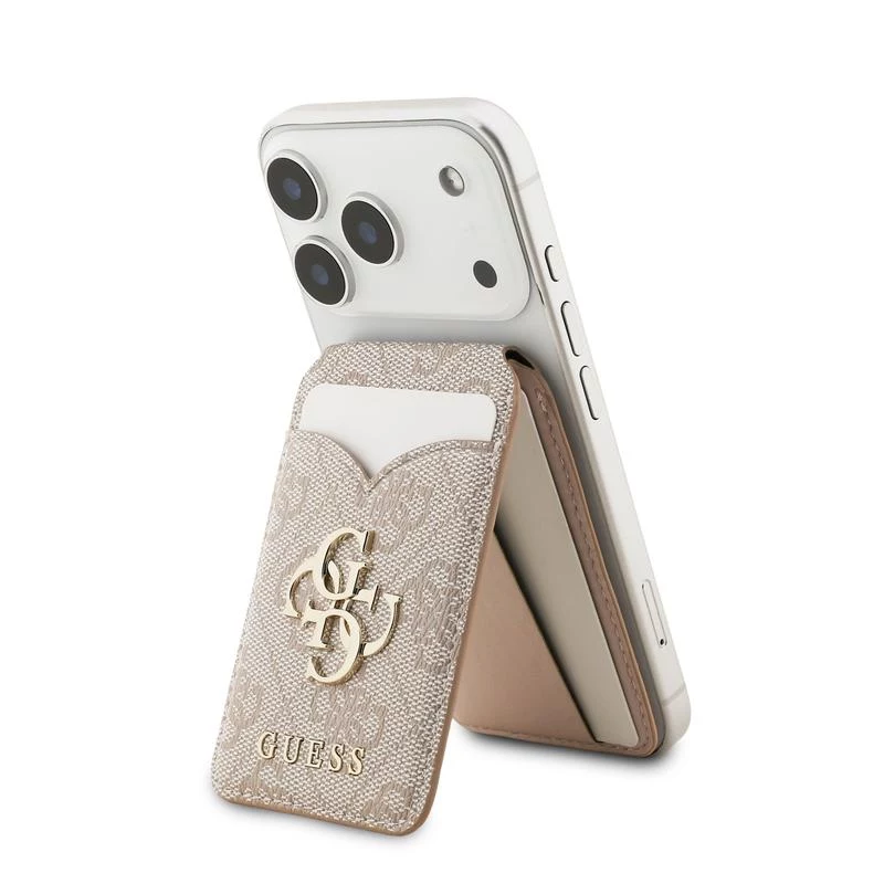 Funda cartera MagSafe GUESS 4G Stand & Mirror para iPhone - Rosa