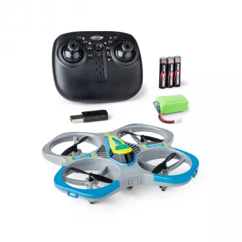 TAMIYA CARSON Carson Cyber Drone Policía 2.4G 100% RTF – Cuadricóptero edición policía con giroscopio de 6 ejes, mantenimiento de altitud, modo headless, giros de 360°, luces LED, listo para volar