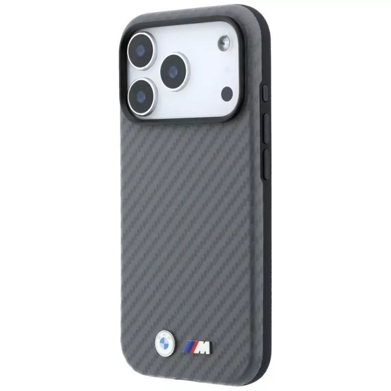 BMW M Carbon Metal Logo Funda MagSafe para iPhone 18 Pro / 17 Pro - Gris